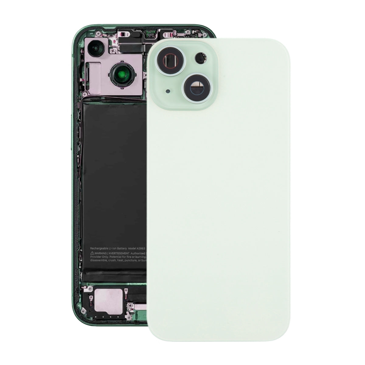 iPhone 15 Plus Baksida Glas med Magnet och Kameralins - Grön