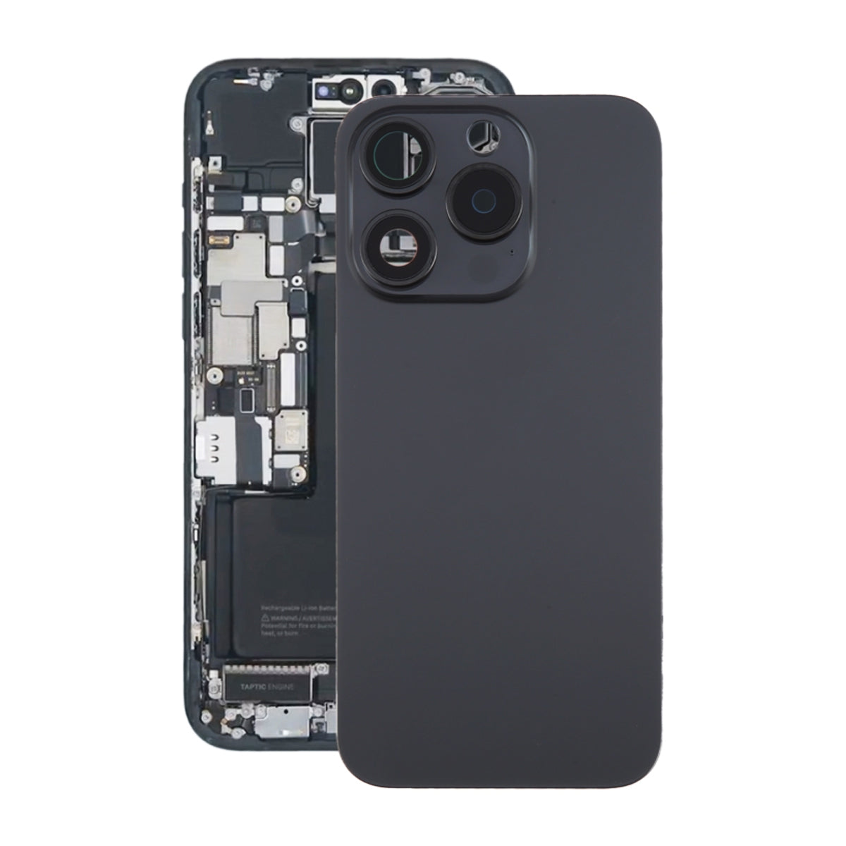 iPhone 15 Pro Baksida Glas med Magnet och Kameralins - Svart Titan