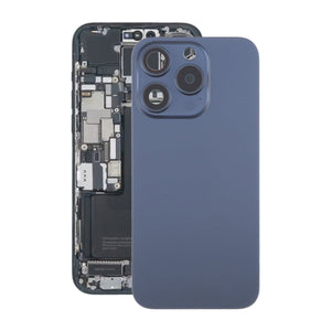 iPhone 15 Pro Baksida Glas med Magnet och Kameralins - Blå Titan