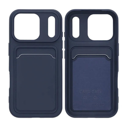 Silicone Mobile Case with Card Holder for iPhone 17 Pro - Blue