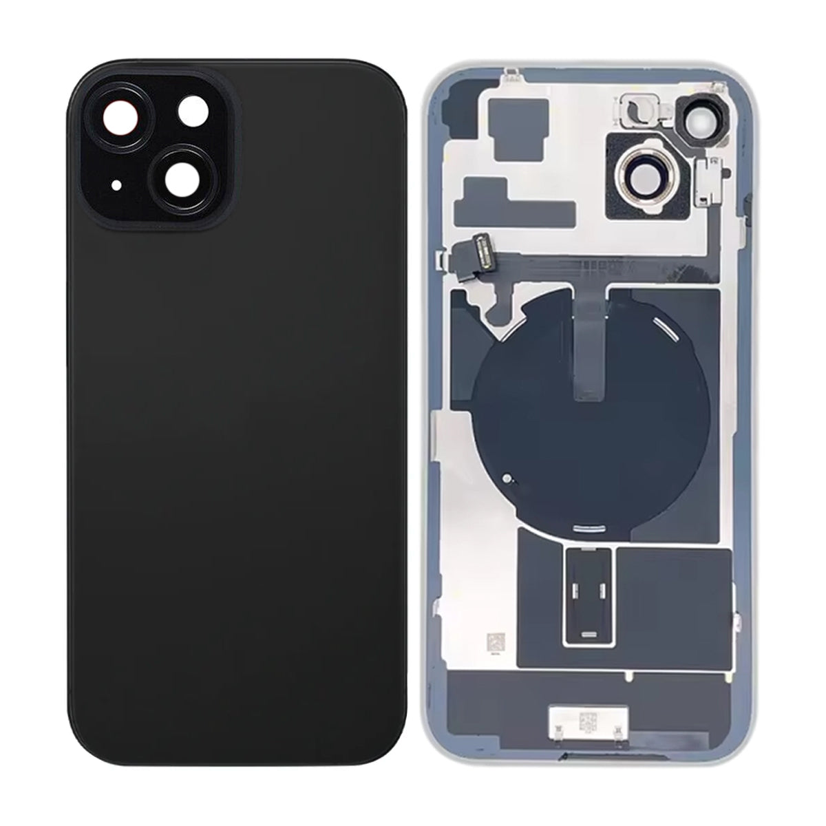 iPhone 15 Plus Baksida Glas med smådelar - Svart