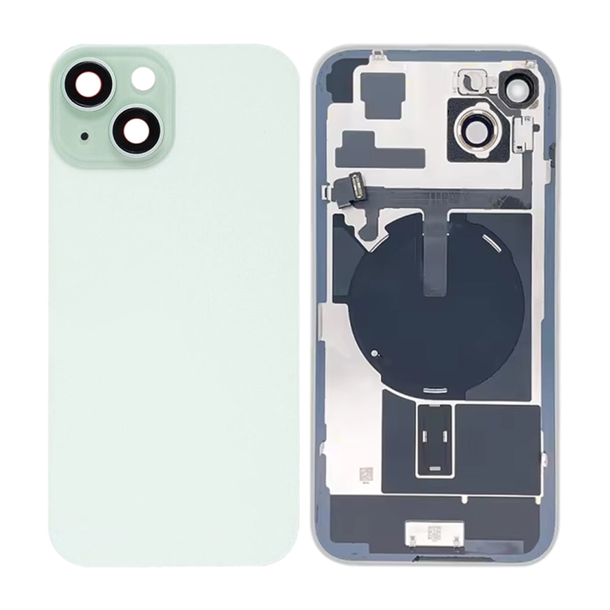 iPhone 15 Plus Baksida Glas med smådelar - Grön