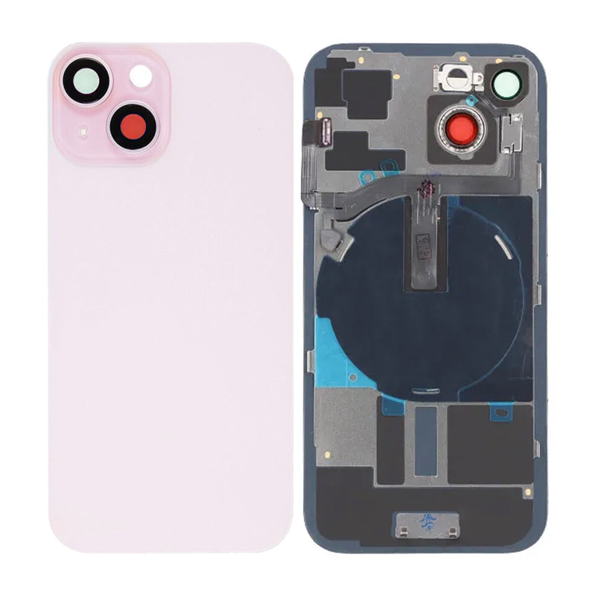 iPhone 15 Baksida Glas med smådelar - Rosa