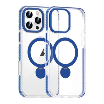 Pindun 360°Rotating Stand Magnetic Case For iPhone 16 Pro Max Blue