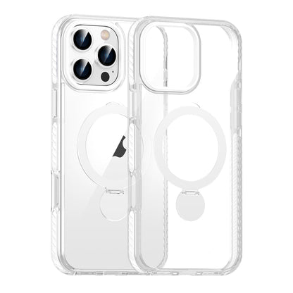 Skal Magsafe till iPhone 16 Pro - Transparent vit med ringstativ
