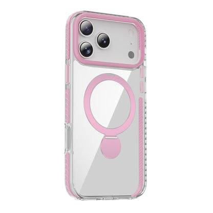 Skal Magsafe till iPhone 17 Pro - Transparent rosa med ringstativ