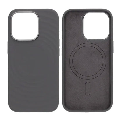 Cream wave liquid silicone Case For iPhone 16 Pro Gray