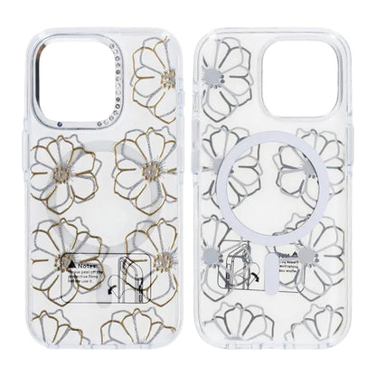 Mobilskal Magsafe till iPhone 16 Pro - Transparent med blommor