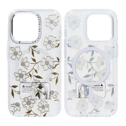 Skal Magsafe till iPhone 15 Pro - Transparent blommor och kvistar