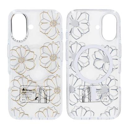 Mobilskal Magsafe till iPhone 16 - Transparent med blommor