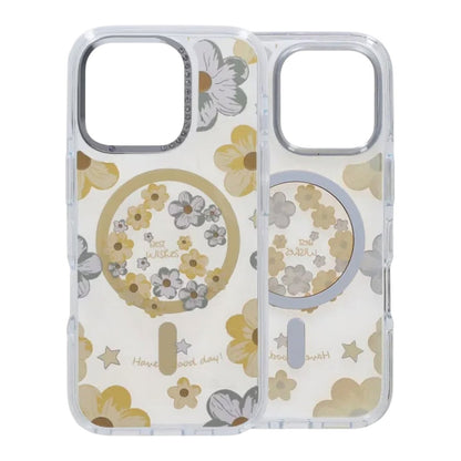 Gradient Floral Magnetic Case For iPhone 16 Pro Max Yellow