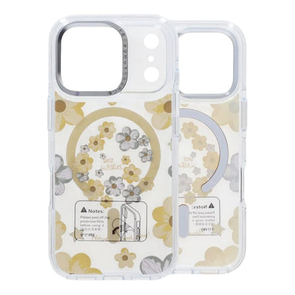 Gradient Floral Magnetic Case For iPhone 17 Pro Yellow