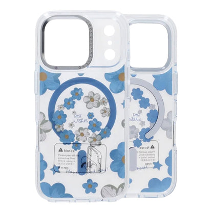 Gradient Floral Magnetic Case For iPhone 17 Pro Max Blue