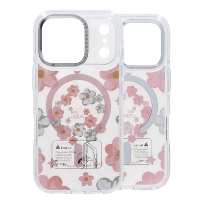Gradient Floral Magnetic Case For iPhone 17 Pro Max Pink