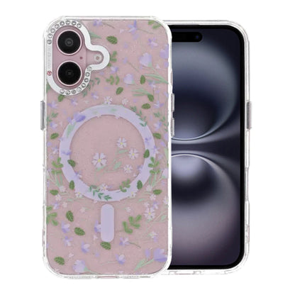 Blommigt Skal med Magsafe för iPhone 16 - Lavender