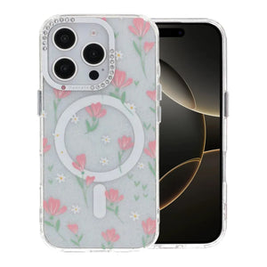 Blommigt Skal med Magsafe för iPhone 16 Pro Max - Rosa