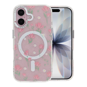 Blommigt Skal med Magsafe för iPhone 17 - Rosa
