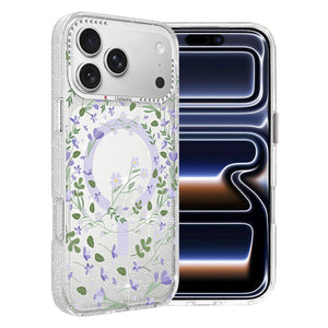 Blommigt Skal med Magsafe för iPhone 17 Pro Max - Lavender