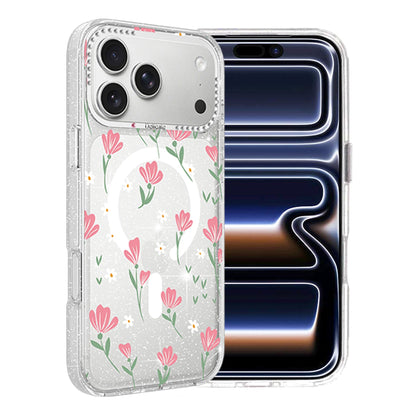 Blommigt Skal med Magsafe för iPhone 17 Pro Max - Rosa
