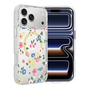 Blommigt Skal med Magsafe för iPhone 17 Pro - Gul