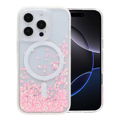 Diamond Quicksand Magnetic Case For iPhone 16 Pro Max Pink