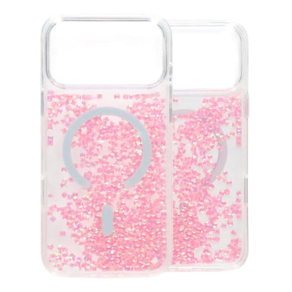 Diamond Quicksand Magnetic Case For iPhone 17 Pro Max Pink