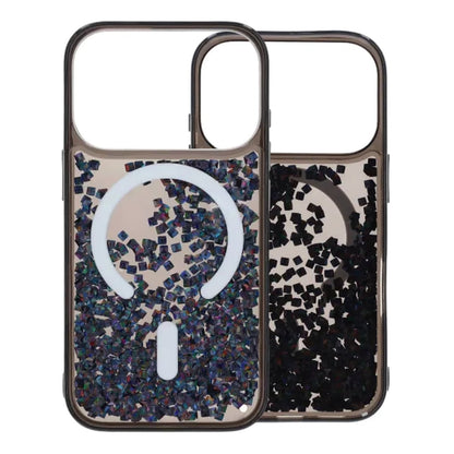 Diamond Quicksand Magnetic Case For iPhone 17 Pro Max Black