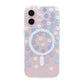 Laser Engraved Floral Rhinestone MagSafe Case For iPhone 16 Mini Cream Blossom