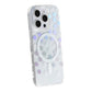 Laser Engraved Floral Rhinestone MagSafe Case For iPhone 16 Pro Max Mini Cream Blossom