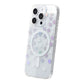 Laser Engraved Floral Rhinestone MagSafe Case For iPhone 16 Pro Max Mini Cream Blossom