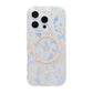 Laser Engraved Floral Rhinestone MagSafe Case For iPhone 16 Pro Pink Geranium
