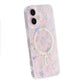 Laser Engraved Floral Rhinestone MagSafe Case For iPhone 16 Pink Geranium