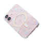 Laser Engraved Floral Rhinestone MagSafe Case For iPhone 16 Pink Geranium