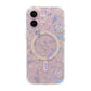 Laser Engraved Floral Rhinestone MagSafe Case For iPhone 16 Pink Geranium