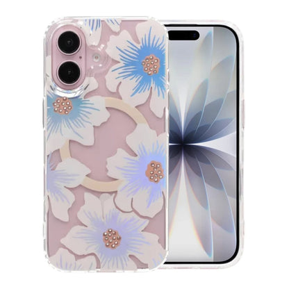 Laser Engraved Floral Rhinestone MagSafe Case For iPhone 17 Large Lily