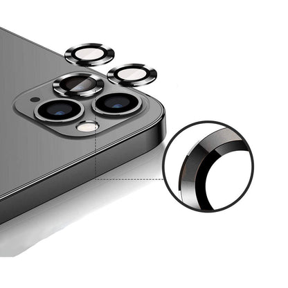 iPhone 12 Pro Max Linsskydd med Metallram - Grå (3-pack)