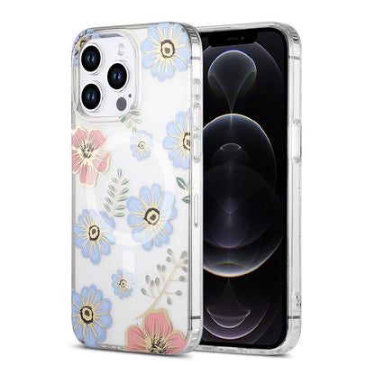 iPhone 12 Pro Max Case MagSafe - Flowers Red/Blue