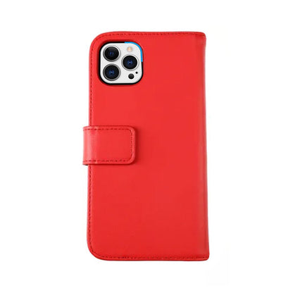 iPhone 13 Pro Max Plånboksfodral Läder Rvelon - Röd
