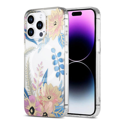 iPhone 14 Pro Max Case MagSafe - Flowers Pink/Blue