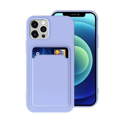 iPhone 14 Pro Max Silikonskal med Korthållare - Lila