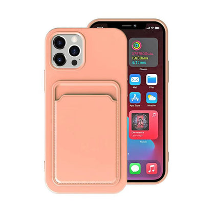 iPhone 14 Pro Max Silikonskal med Korthållare - Rosa