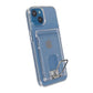iPhone 15 Case with Card Holder and Metal Stand - Transparent