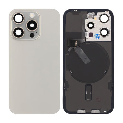 iPhone 15 Pro Back Cover Glass Original Natural Titanium With Small Parts Magsafe Magnet