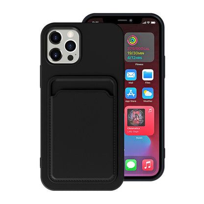 Silicone Case with Card Holder iPhone 15 Pro Max Black