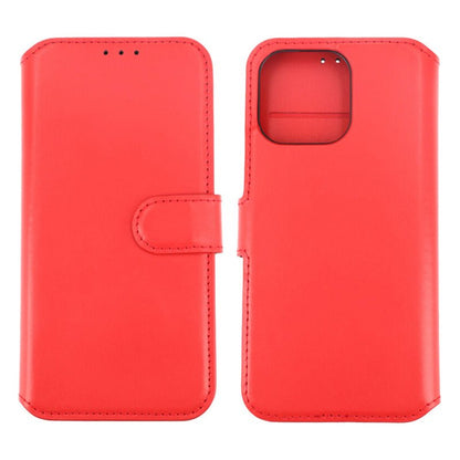 iPhone 15 Pro Max Plånboksfodral Läder Rvelon - Röd