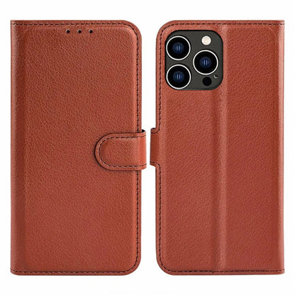 iPhone 15 Pro Max Flip Stand Leather Wallet Case Brown
