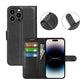 iPhone 15 Pro Max Flip Stand Leather Wallet Case Black