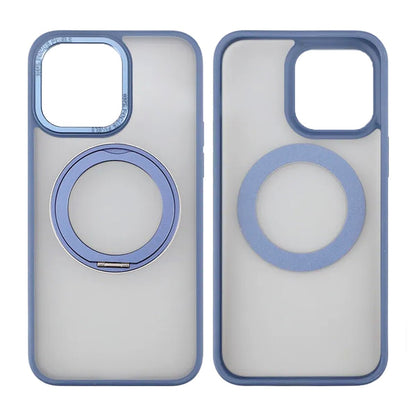 Rvelon  TPU + PC Metal Ring Case With MagSafe For iPhone 15 Pro Max Blue