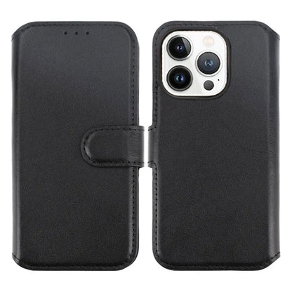 RV Genuine leather Wallet Case iPhone 15 Pro Black