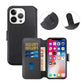 RV Genuine leather Wallet Case iPhone 15 Pro Black